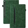 Rosbtib Custodia Samsung Galaxy Tab S8 Plus/S7 Plus/S7 FE/FE 5G 12.4 Folio Cover Business Pelle al Tatto Multi-angli Stand Case per Samsung Galaxy Tab S8+/S7+/S7 FE, Verde