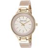 Anne Klein - Orologio da donna con cinturino a bracciale rigido in resina, impreziosito da cristalli di alta qualità, Creme/Gold
