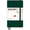 LEUCHTTURM1917 367668 Agenda settimanale, copertina morbida, tasca (A6) 2024, 12 mesi, verde forestale, inglese