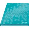 Leitz WOW Notebook A5 a quadretti, copertina rigida, 160 pagine, 80 fogli di carta certificata FSC (80 g/m²), rilegatura a filo, per ufficio, scuola o come diario, blu ghiaccio, 46281051
