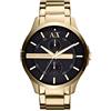 Armani Exchange Orologio per uomo, Movimento al quarzo multifunzione e cassa da 44 mm con cinturino in acciaio, Tonalità oro e nero jet
