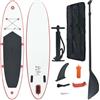 Senza Marca/Generico vidaXL Set Tavola da SUP e Surf Gonfiabile Rosso e Bianco