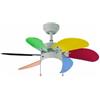 Vinco VENTILATORE DA SOFFITTO COLORATO AGITATORE D'ARIA 6 PALE + LUCE 70928