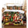 UGZDEA Copripiumino Natalizio Matrimoniale 200x200cm, set di biancheria da letto natalizia 3D con 2 federe, Babbo Natale, albero di Natale, cervo, regalo di Natale per bambini e adolescenti (A, 200x200cm)
