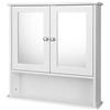 EUGAD Mobiletto Pensile da Bagno con Specchio Salvaspazio Armadietto da Lavabo con Due Porte 56 * 13.5 * 58.5cm Bianco