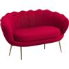 HOMCOM Divanetto 2 Posti in Tessuto Effetto Velluto, Piccolo Divanetto Vintage con Braccioli, Moderno, Seduta Imbottita per Camera da Letto e Soggiorno, 130x77x77cm, Rosso Scuro