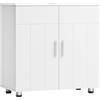 EUGAD Mobile Sottolavabo per Bagno in MDF, Armadietto Salvaspazio con Ripiano Regolabile Mobiletto, Mobile Copricolonna con Maniglie e Gambe in Metallo, Bianco, Argento, 60x30x60cm