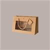 LUCGEL 10 Pz Shopper Busta Carta Kraft Lusso Orizzontale Avana con Finestra in Pvc 28+8x18 cm