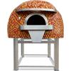 Ristoattrezzature Modello: 1173948029005,Forno a legna Salernitano con mosaico rifiniture in acciaio Ø 120 cm arancio 6 pizze