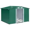 Outsunny Capanno da Giardino Con 2 prese d'aria e Porte Scorrevoli, Casetta porta attrezzi in Acciaio, 258x206x178cm, Verde | Aosom Italy