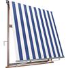 VERDELOOK | Tenda da Sole Milos a Caduta avvolgibile con Braccetti 80 cm per Ancoraggio, larghezza 1 m e altezza 2,5 m, Bianco e Blu, Tenda Balcone