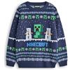 MINECRAFT Maglione Natalizio per Ragazzi | Maglione Lavorato a Maglia con Grafica per Bambini Creeper e Snow Golem in Blu | Maglione Festivo per Bambini con Motivo Selburose e Pupazzi di Neve