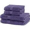 DecoKing Set di 4 asciugamani in cotone di qualità 525 g/m², 50 x 100 cm e 2 teli da bagno 70 x 140 cm, viola assorbenti Marina