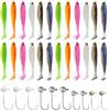 Wxgoqrcn 34 Pezzi Esche Artificiali Spinning - Kit da Pesca con 24 Esche (6 Colori), 10 Ganci (2 Taglie, 5 Bagliori Nel Buio) - Minnow per Mare