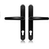 Schlosser Technik Maniglia per porta con meccanismo interno a molla, in PVC-U, distanza maniglia/serratura 92 mm, distanza tra centri di fissaggio delle viti 210 mm, con doppia smaltatura, set doppio, nero