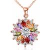 VONSSY Oro rosa 5A Cubic Zirconia Ciondolo fiocco di neve colorato Maglione catena Multi gemma Granato Ametista Morganite Peridot Prom Collane con strass