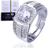 HALUKAKAH Anello in Argento Sterling Placcato Platino per Uomo con Pietra di Moissanite da 1 Carato e Certificato,Gioiello di Lusso da 1,0ct,Regolabile,per Compleanno,Anniversario - Lusso Nobile