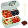 Kasanni Lunch Box con scomparti, lunch box, contenitore per pranzo e insalata, bento box con cucchiaio, snack box, pranzo, per adulti e bambini, senza BPA (Verde)