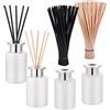 Hejo 4 Pcs 100ml Bottiglie con diffusore a bastoncini Bianco Opaco Copertura d'Argento con 100 diffusore ambiente bastoncini (50Pcs beige+50Pcs nero), Bottiglie con Diffusore Bastoncini Adorabile