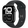 Apple Watch Series 10 Serie 10 GPS 46mm Cassa in Alluminio color Jet Black con Nero Sport Band - M-L