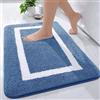 Homaxy Tappeto da bagno antiscivolo lavabile in morbida microfibra a pelo lungo, 40 x 60 cm, blu