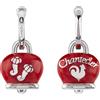 Chantecler / Et Voilà / orecchini campanella medi con cornetti / argento e smalto rosso perlato - 41824