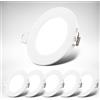 B.K.Licht - Set di 6 Faretti LED da Incasso 230V Piatti, Bianco Neutro, 3W 330lm Ciascuno, Spot da Soffitto, 68mm, 90x28mm (DxH), Bianco