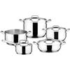 Lagostina Sfiziosa, Set di Pentole Acciaio Inox 18/10, 9 Pezzi | Fondo Lagoseal Plus Triplo Strato, Con 1 Pentola, 3 Casseruole, Tegame basso, Coperchi, Per Induzione, Gas e Forno