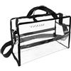 SHANY Borsa da viaggio in PVC trasparente resistente all'acqua, grande borsa trasparente con spallacci regolabili e tasche con cerniera, Trasparente, 14.25x9x6 Inch (Pack of 1), Borsa per cosmetici