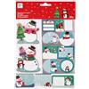 APLI Kids 19817 - Etichette regalo Natale (modello Pinguino Pattina) 25 adesivi effetto pop-up e finiture argentate, per identificare e decorare i regali, in 2 fogli di adesivi
