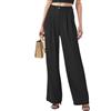 Yutdeng Pantaloni da Donna Eleganti Pantaloni Larghi a Zampa Larga Pantaloni Elastico Vita Alta Comodi Pantaloni Lunghi Gamba Dritta Palazzo Leggeri con Tasche per Business e Casual,Nero,XXL