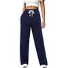 Crewhpo Pantaloni Sportivi Donna in Cotone Tuta Vita Alta da Yoga Comodi Casual Con Tasche e Coulisse Regolabile Dritti per Jogging Fitness Sport Grigio L