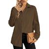 DUOEASE Camicia Donna Manica Lunga Casual Scollo a V,Blusa Donna Elegante Moda,Tinta Unita-Bianco-L