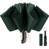 Conlun Ombrello pieghevole compatto anti-tempesta - antivento automatico verde per uomo, rivestimento in teflon 210T, ombrello inverso da 105 cm, da pioggia grande 10 ossa Regali di Natale