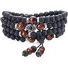 COAI Collana Mala 108 Grani, Bracciale Occhio Turco Multistrato 108 Perle in Pietre Naturali, Rosario Buddista con Perline di Onice Opaco e Occhio di Tigre Rosso, Rosario Collana Uomo Donna
