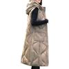 Onsoyours Gilet Donna Lungo Smanicato Invernale Piumino Giacche con Cappuccio Leggeri Senza Maniche Giacca con Cerniera A Cachi XL