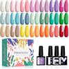 Phoenixy 24Pz Smalto Semipermanente Unghie, 21 Colori Smalto Unghie con Base, Top e Matt Coat Smalto per unghie in gel UV LED con Blu, Verde e Rosso