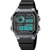 SKMEI Orologio digitale quadrato da uomo, classico, multifunzione, impermeabile, cronometro, conto alla rovescia, sveglia, Bianco trasparente, 1.77**1.65*0.51inches, Classico