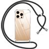 Pnakqil Cover per iPhone 16 Pro Max con Cordino, Trasparente Custodia con Laccio Tracolla Cellulare Girocollo Collana Protettiva per iPhone 16 Pro Max 6.9, Nero