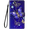 Guxira Cover Pelle per iPhone 7/8 / SE 2020, Custodia A Libro Protettiva Flip, Portafoglio Case con Magnetica [Silicone Antiurto] [Slot Carte] per Ragazze Donne - Farfalla Viola