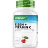 Vit4ever Ferro - 365 compresse da 40 mg di ferro puro + vitamina C naturale - Principale di alta qualità: ferrobisglicinato (ferro chelato) - Alto dosaggio - Vegano