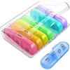 Janjunsi Portapillole Settimanale 7 Giorni Portapillole 21 Scomparti Portapillole Portatile per il Viaggio Pranzo e Sera 3 Volte Multicolore Pill Box Integratori Vitaminici
