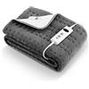 CURECURE Coperta Riscaldata Elettrica 150x80cm Grigia con 10 Livelli di Temperatura, Spegnimento Automatico e Protezione dal Surriscaldamento, Facile Fissaggio su Letto e Materasso