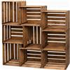 PINEEA Cassette Legno Vintage Fiammato - Cassetta di Legno 50x40x30 - Multifunzionali Decorative - Per Frutta, Verdura, Vino o Libri (9 Pezzi)