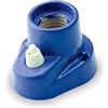 AMARCORDS - Plafoniera in porcellana con pulsante attacco e27 base applique con interruttore portalampade vintage colore BLU