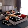 Homewish Set di lenzuola matrimoniali a tema natalizio per ragazzi e ragazze e bambini, set di 4 pezzi, con lenzuolo con angoli con scritta Merry Christmas e scritta Happy New Year e Happy New