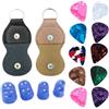 REQAG 2 Pezzi Custodia in Pelle PU per Plettro per Chitarra Custodia Porta Plettro con 10 Plettri Colorati e 4 protezione per le dita Borsa per Plettri per Basso Chitarra Elettrica Acustica