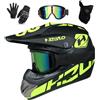 UIGJIOG Casco Cross Nero Opaco,Casco Integrale Motocross Omologato Compresi Occhiali Guanti e Mascherine Include 4 Misure di Rivestimento Del Casco Fornisci 4 Stili Tra Cui Scegliere,C