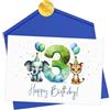 Joli Coon Biglietto auguri 3 anni bimbo - Biglietto auguri compleanno bambino - Biglietti auguri bambina con busta e sigillo adesivo dorato