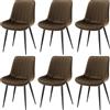 FRUOGO Set da 6 Sedie da Pranzo Moderne con Sedile e Schienale Imbottiti in Velluto, Robuste Gambe in Metallo per Sala da Pranzo, Soggiorno, Cucina, Salotto, Marrone
